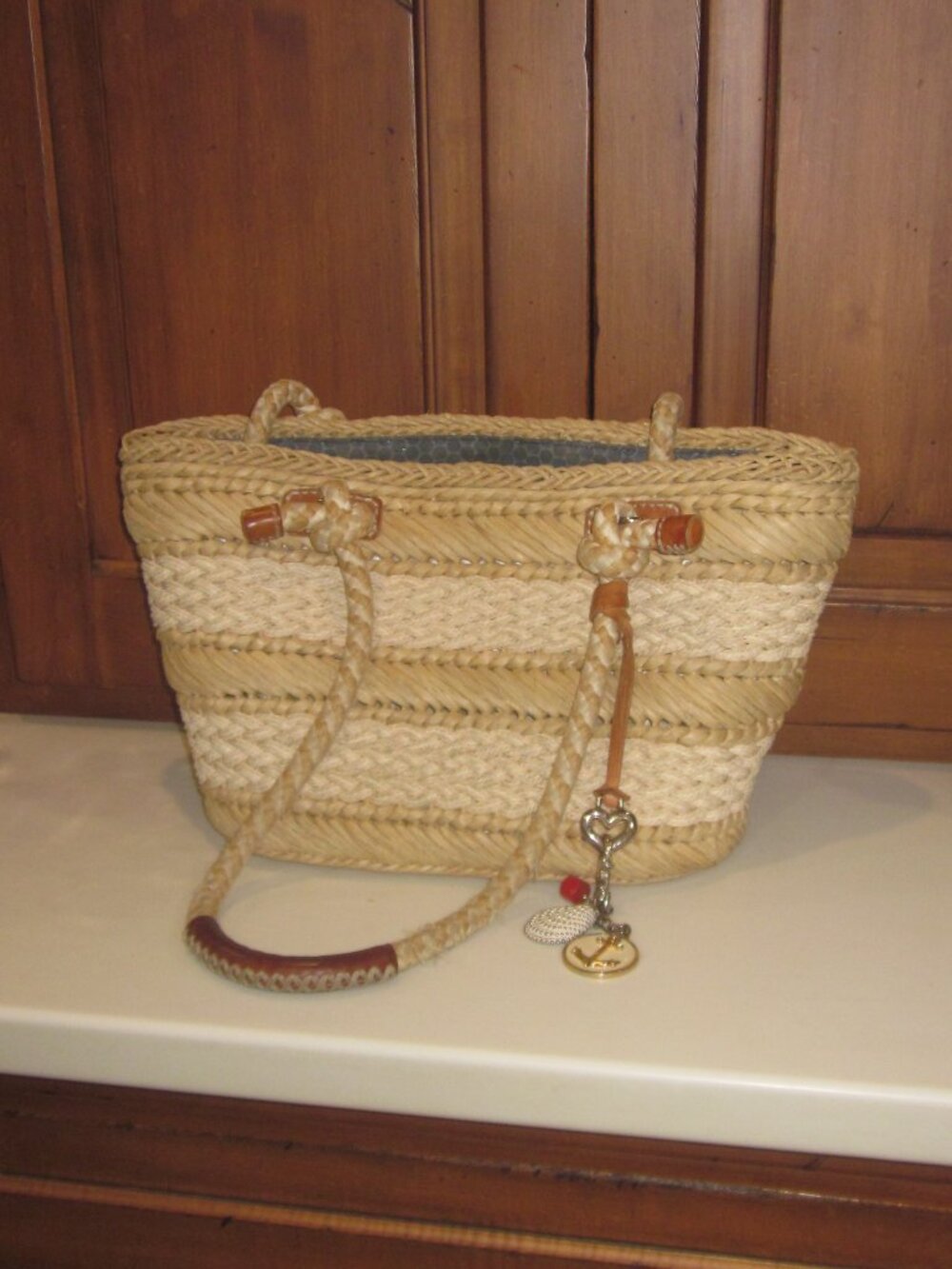 Vintage Brighton Straw Shoulder Tote Bag